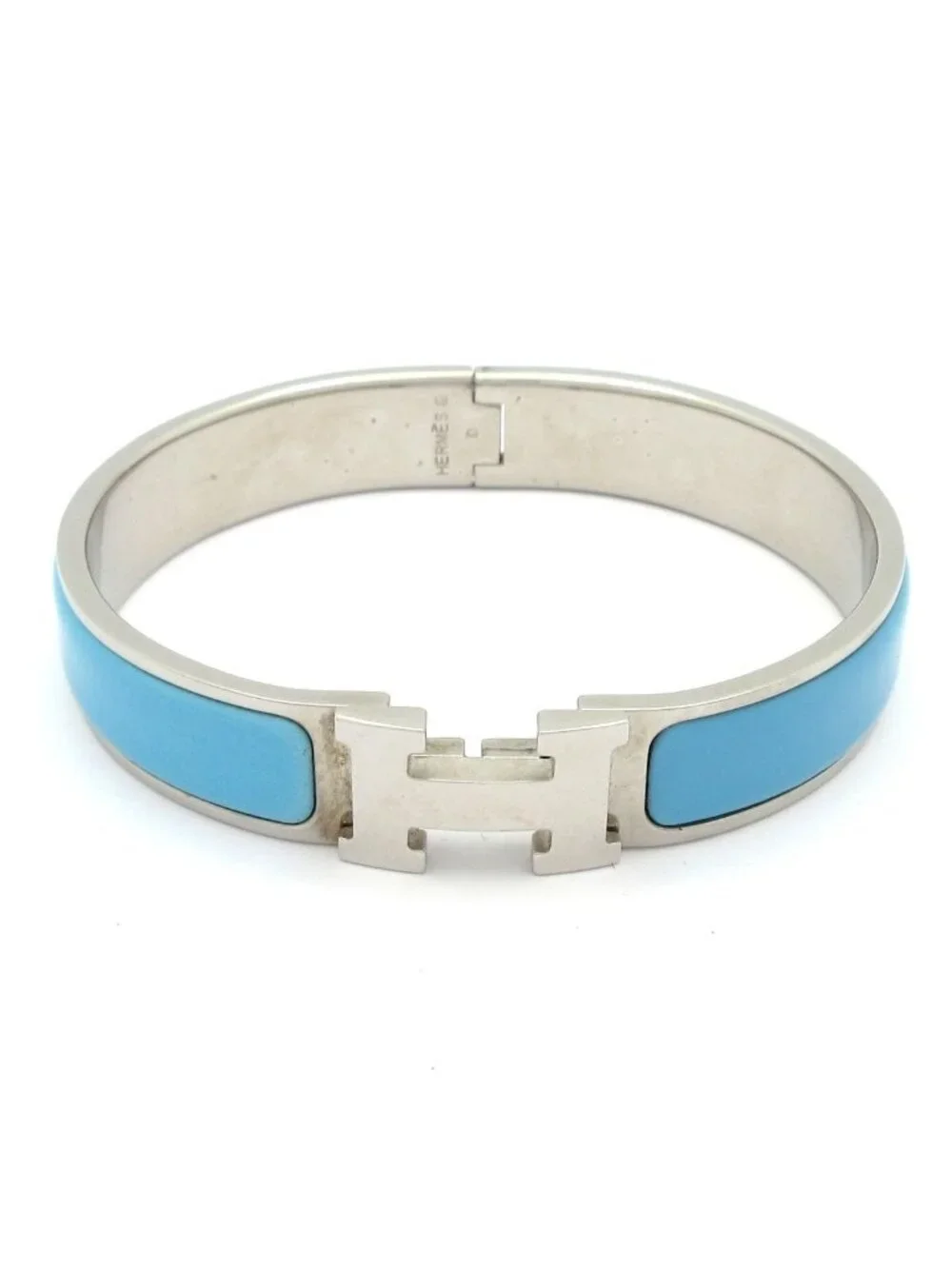 Hermes Bangle Click Silver Light Blue Bracelet